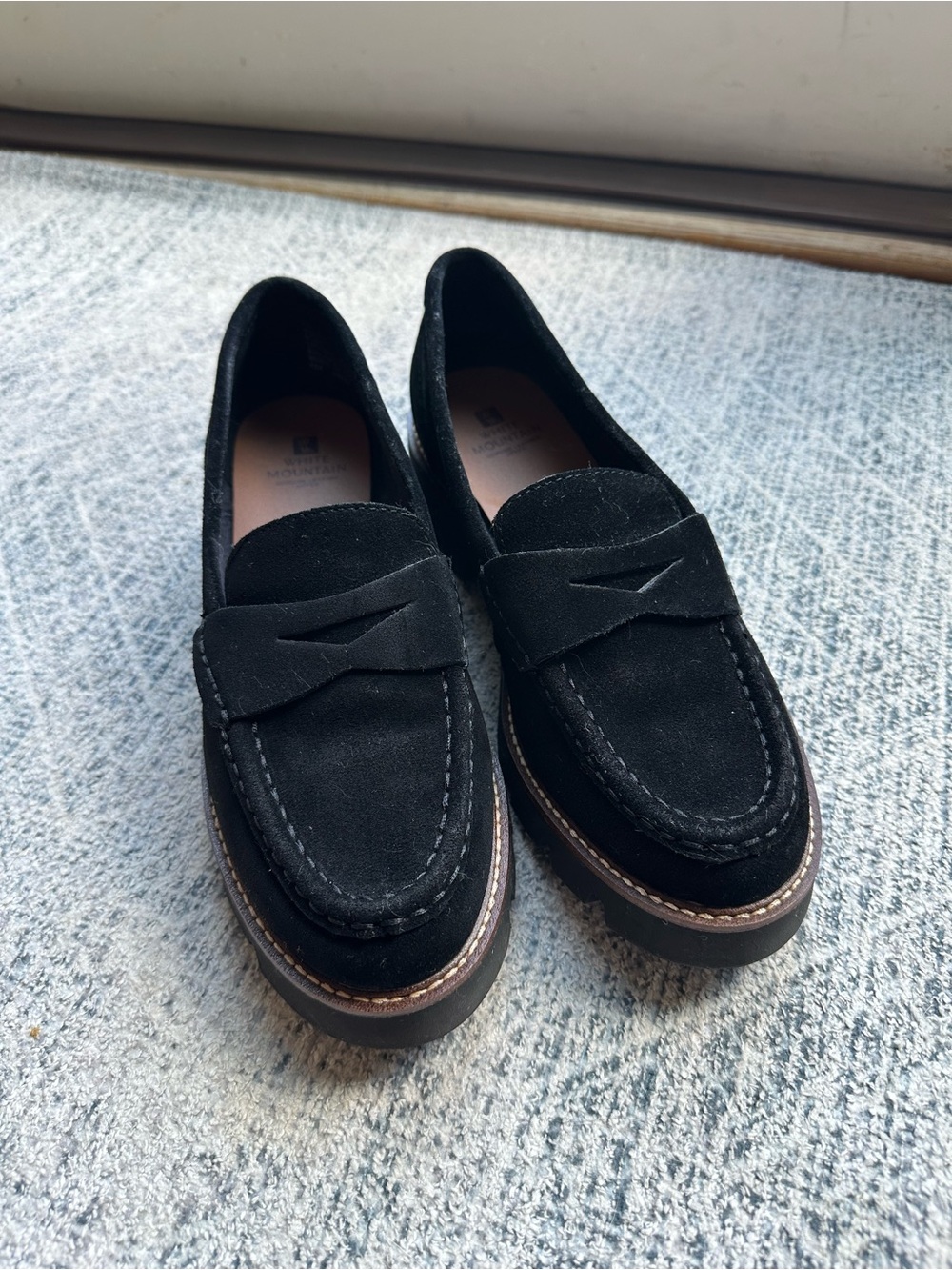 White Mountain Preppy Black Suede Women’s Penny Loafers